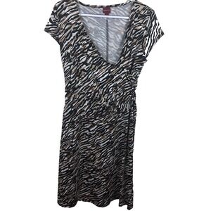 Merona Tiger Print Ruched Dress Faux Wrap Fitted Work Dressy Career Sz M